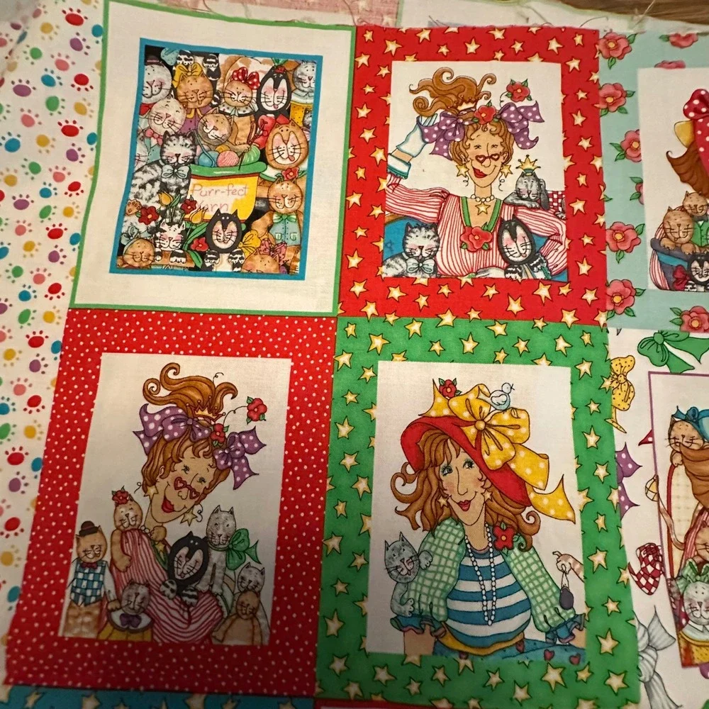 Elizabeth's Studio Cat Lady Alma Lynn Cotton Fabric Panel 23x44 Quilting Sewing - Picture 14 of 15